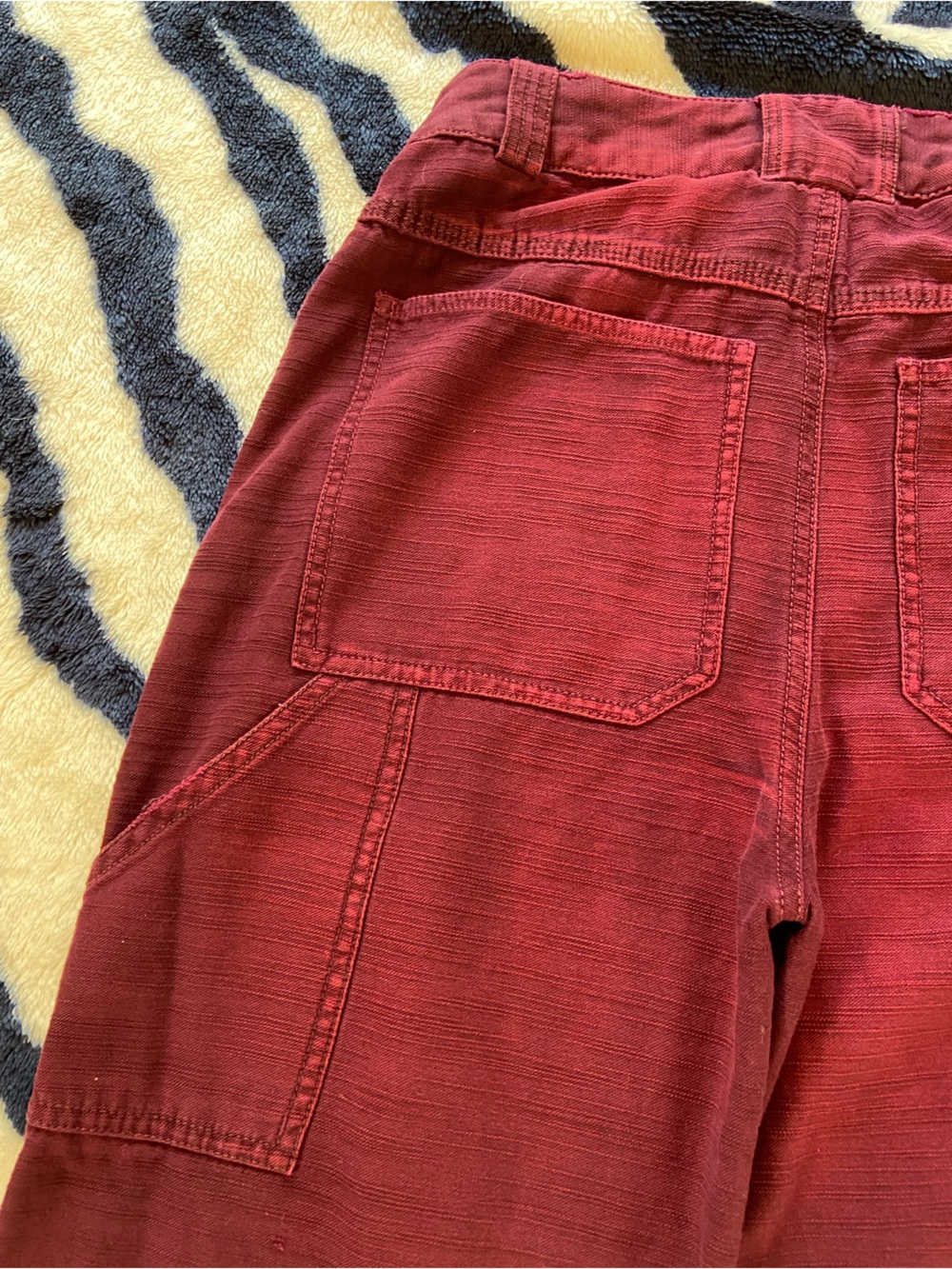 Free People Stay Awhile Mulberry Burgundy Carpenter Utility Pants Distressed 0 - Picture 13 of 16
